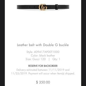 Black leather Gucci belt with Double G - size 110